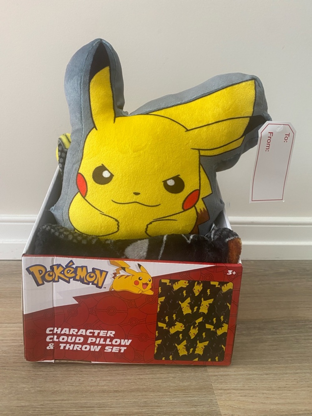 Pokemon Pikachu Plush Pillow & Gray Trim Throw Set